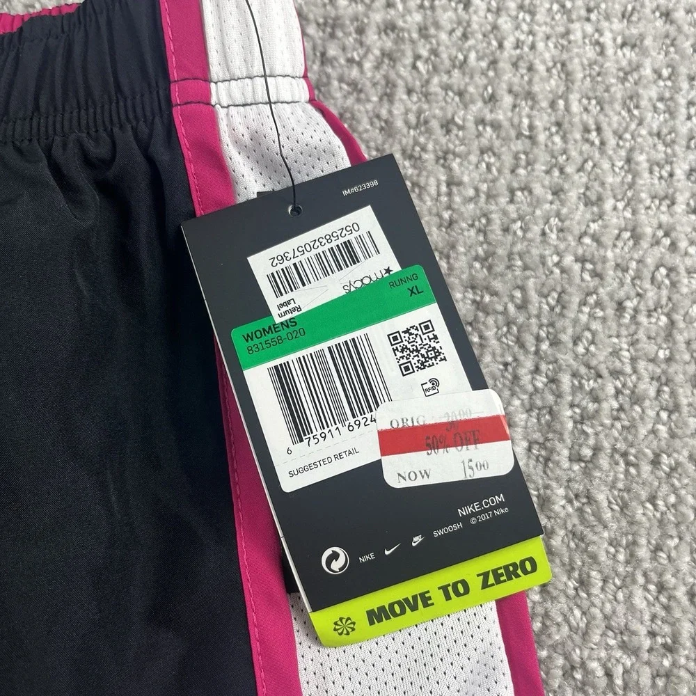 Nike Dri-FIT Tempo Womens Running Shorts Black Pink Brief Lined 831558 XL NWT